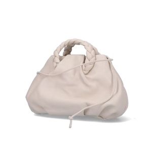 Hereu woven handle small cross body bag in cream